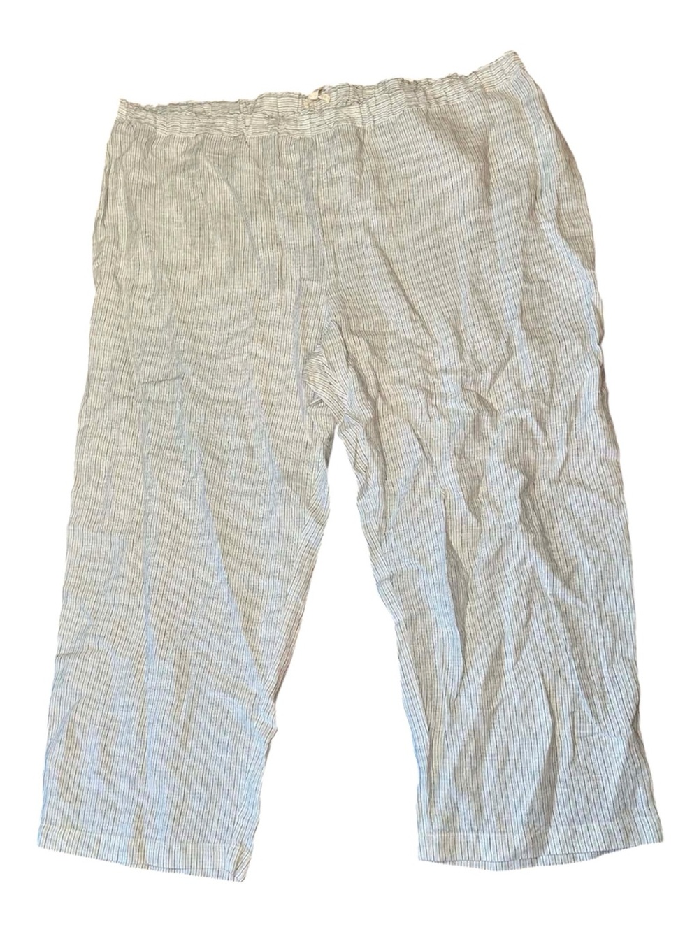 Eileen Fisher Linen Stripe Cropped Pant NWT